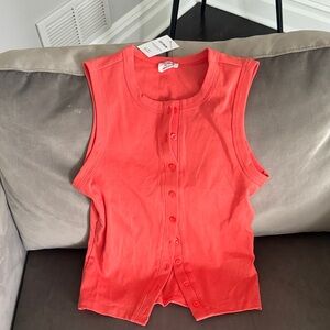 Cotton On Coral Button-Down Sleeveless Top